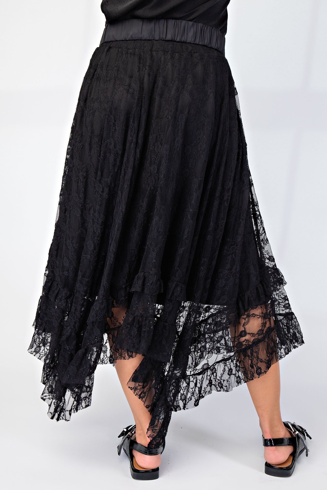 Allover Lace Sharkbite Skirt - By Easel