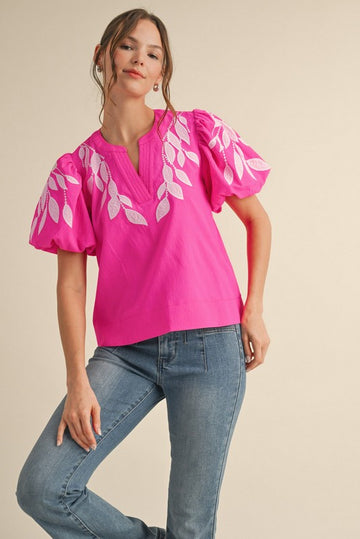 Whispering Leaves Embroidered Blouse By Jodifil