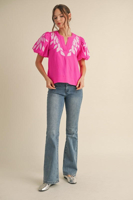 Whispering Leaves Embroidered Blouse By Jodifil