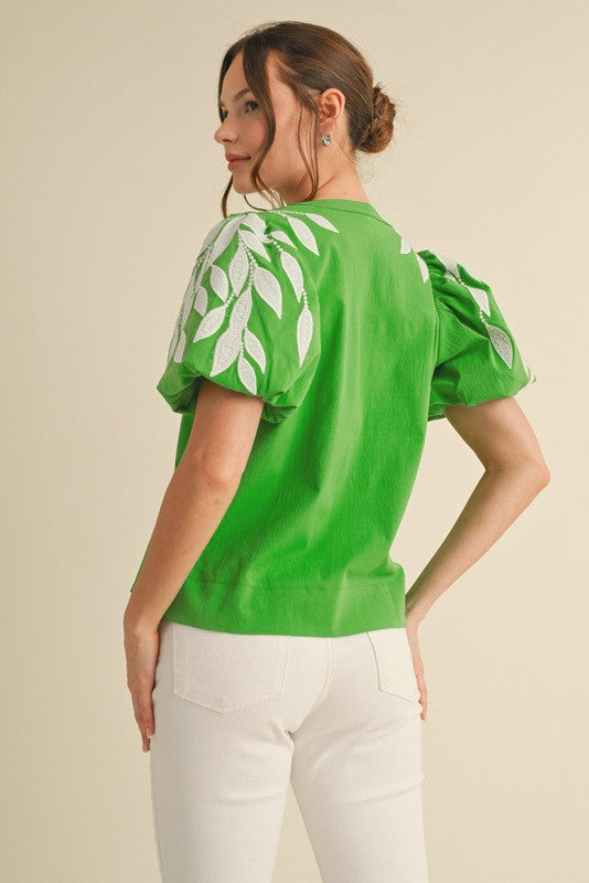 Whispering Leaves Embroidered Blouse By Jodifil