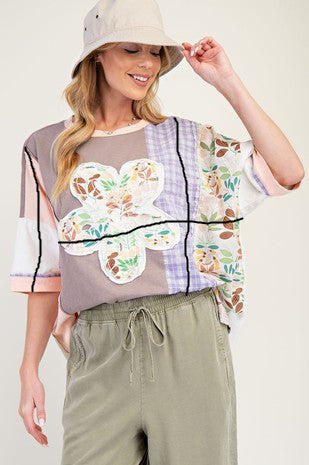 Flower Patch Soft Washed Cotton Slub Top - By Easel