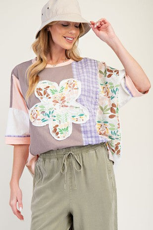 Flower Patch Soft Washed Cotton Slub Top - By Easel