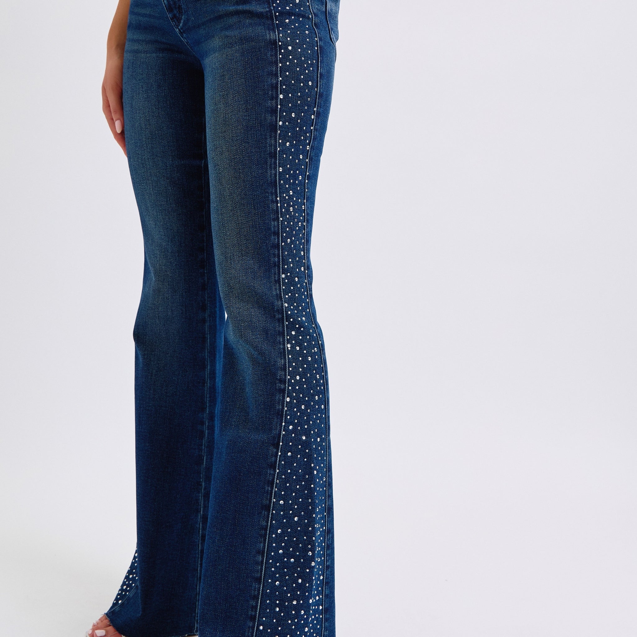 Judy Blue Mid Rise Rhinestone Side Panel Detail Flare