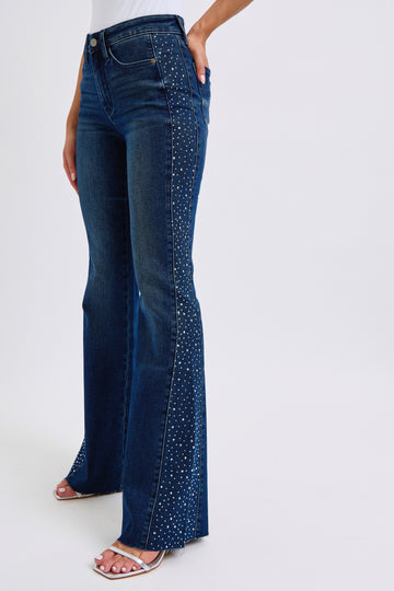 Judy Blue Mid Rise Rhinestone Side Panel Detail Flare