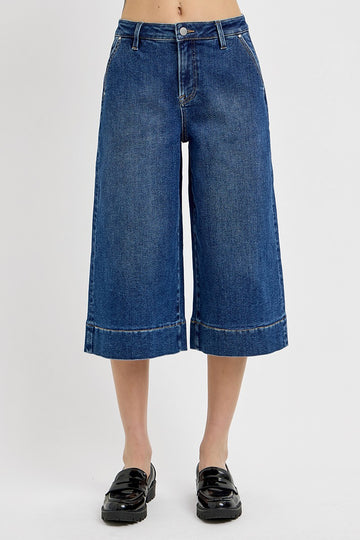 Plus Size High Rise Crop Wide Culotte Jeans By Risen