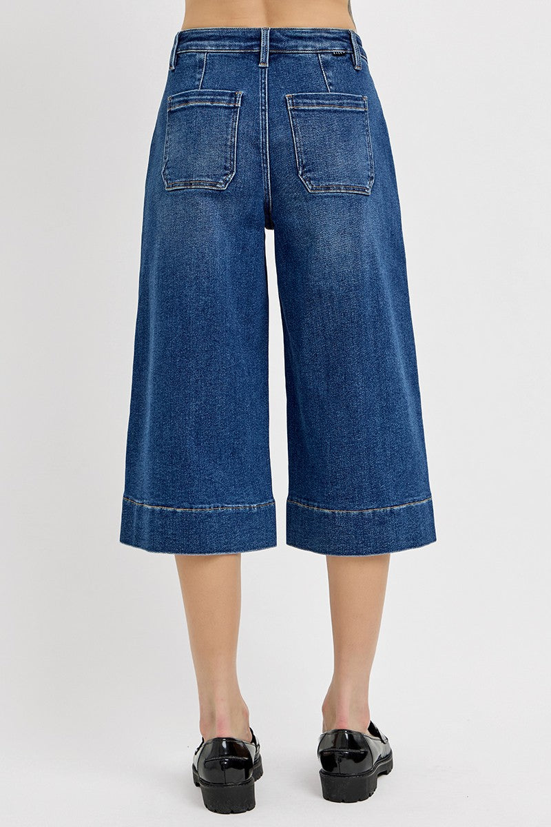 Plus Size High Rise Crop Wide Culotte Jeans By Risen