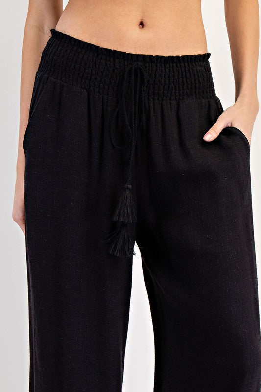 Drawstring Tassel Straight Leg Pants by Eesome