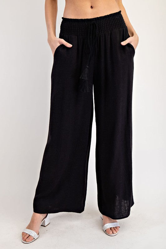 Drawstring Tassel Straight Leg Pants by Eesome
