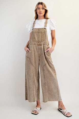 Flower Pattern Washed Twill Overall By Easel