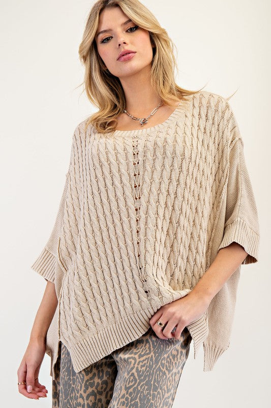 Mineral Washed Knit Sweater Pullover By Easel