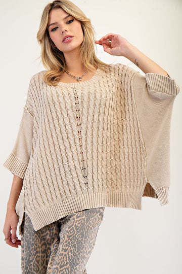 Mineral Washed Knit Sweater Pullover By Easel