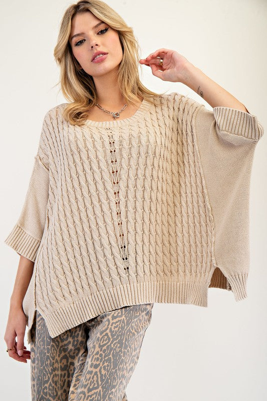 Mineral Washed Knit Sweater Pullover By Easel