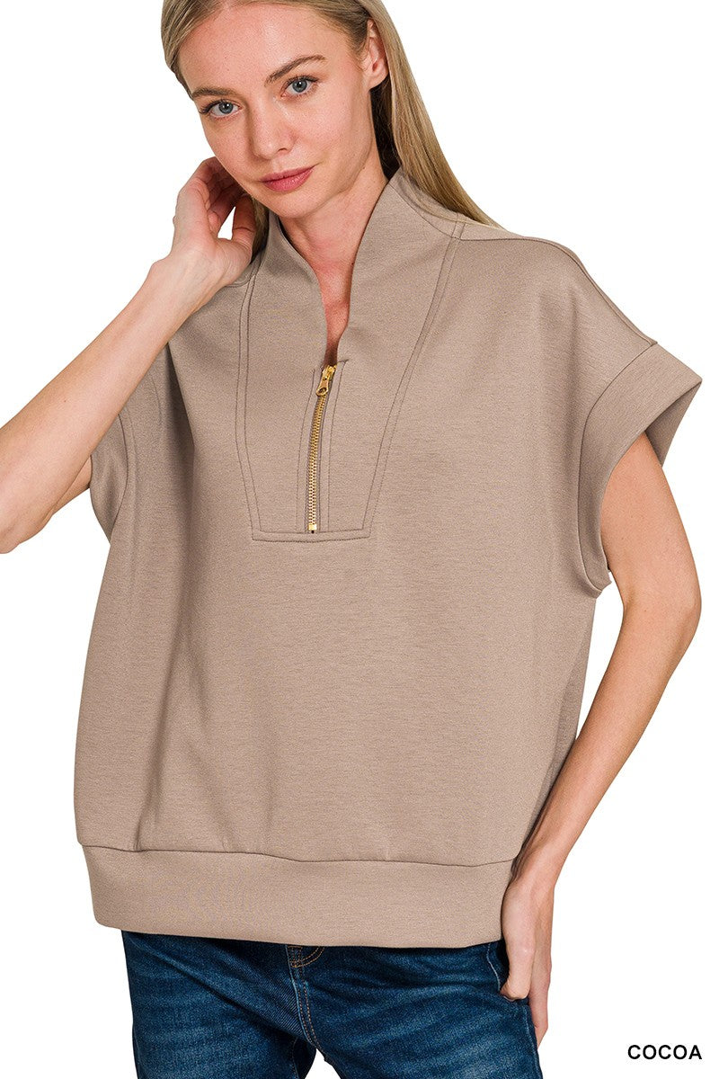 Scuba High Neck Half Zip Vest By Zenana