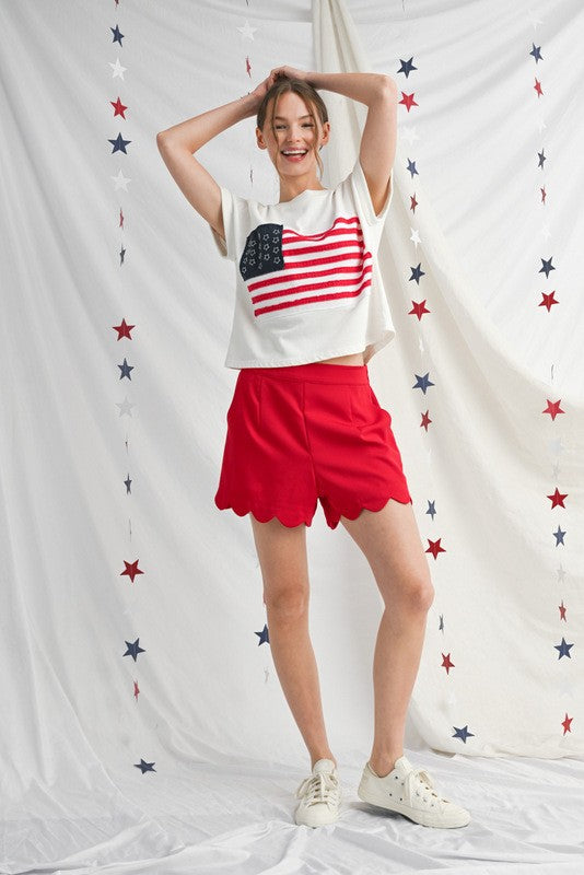 Firecracker Scallop Shorts By Jodifl