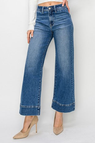 Risen High Rise Crop Wide Jeans