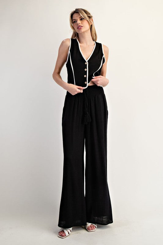 Drawstring Tassel Straight Leg Pants by Eesome