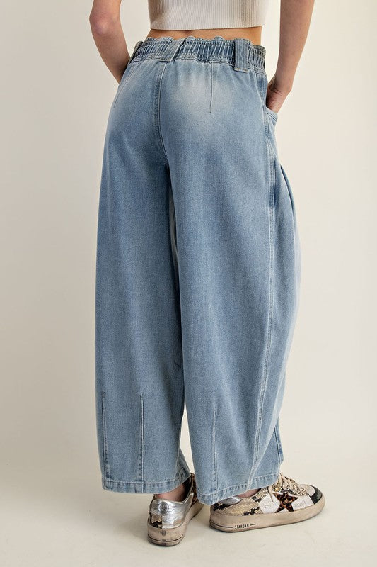 Mineral Washed Wide Leg Pants  By eesome