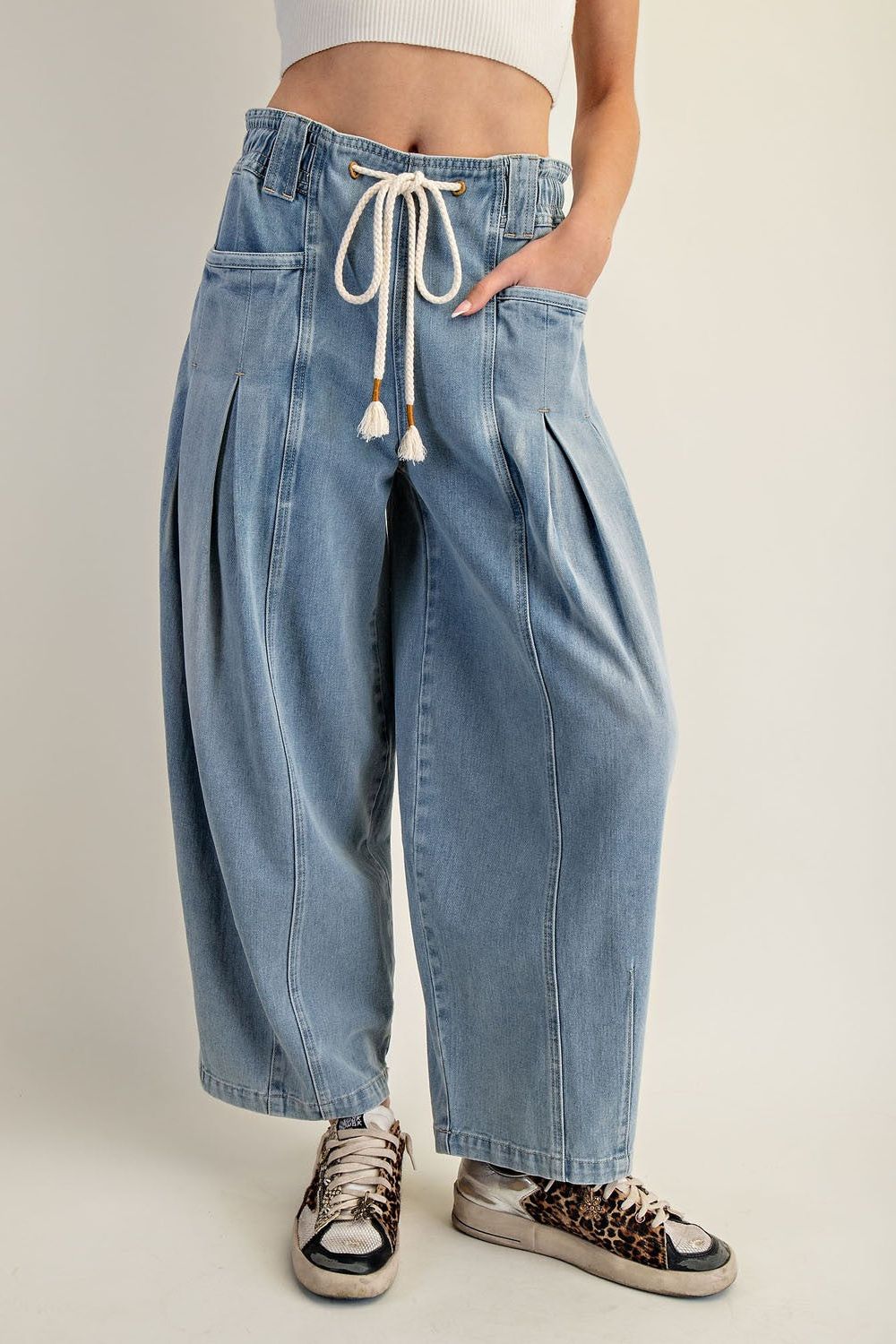Mineral Washed Wide Leg Pants  By eesome