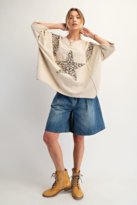 Animal Star Patch Attached Terry Top By Easel