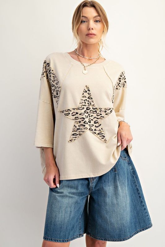 Animal Star Patch Attached Terry Top By Easel