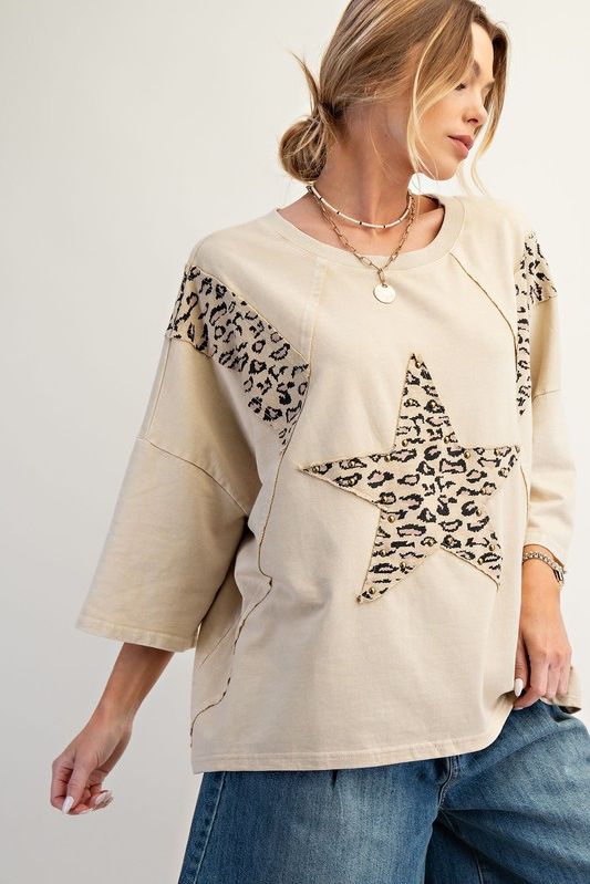 Animal Star Patch Attached Terry Top By Easel