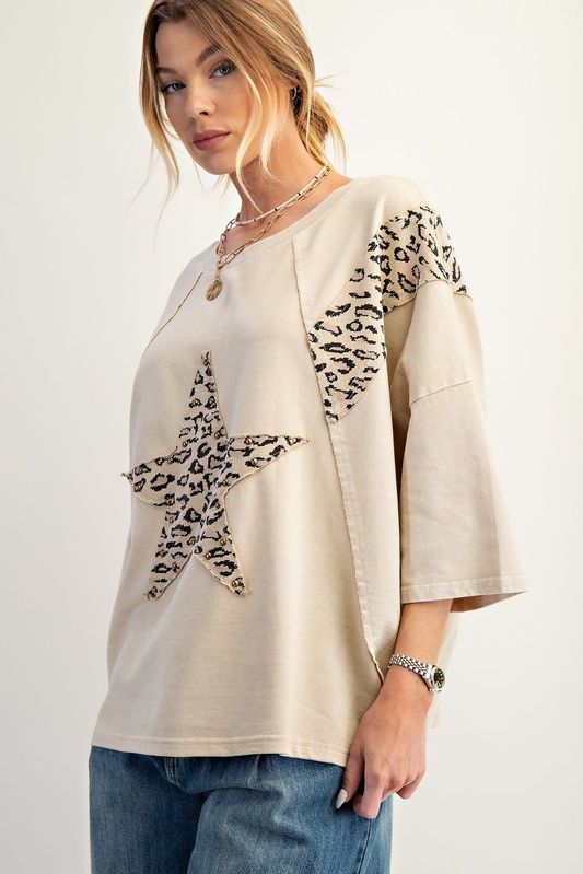 Animal Star Patch Attached Terry Top By Easel
