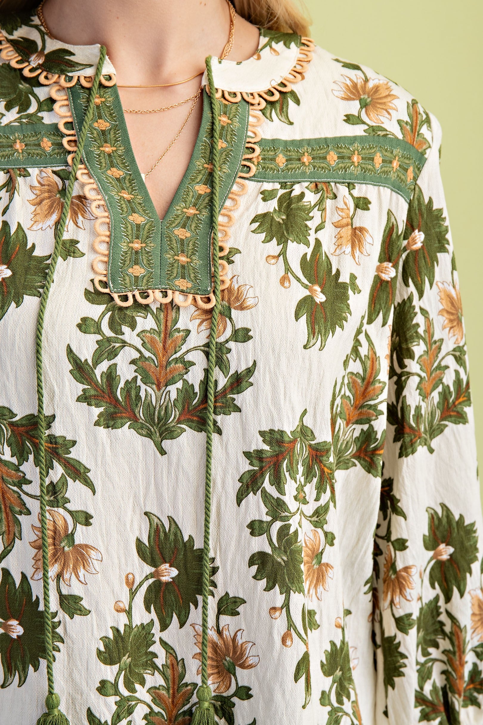 Floral Fall Print 3/4 Length Sleeve Blouse By Gigio