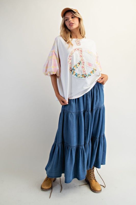Peace Patch Front Knit Top By Easel