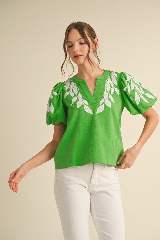 Whispering Leaves Embroidered Blouse By Jodifil