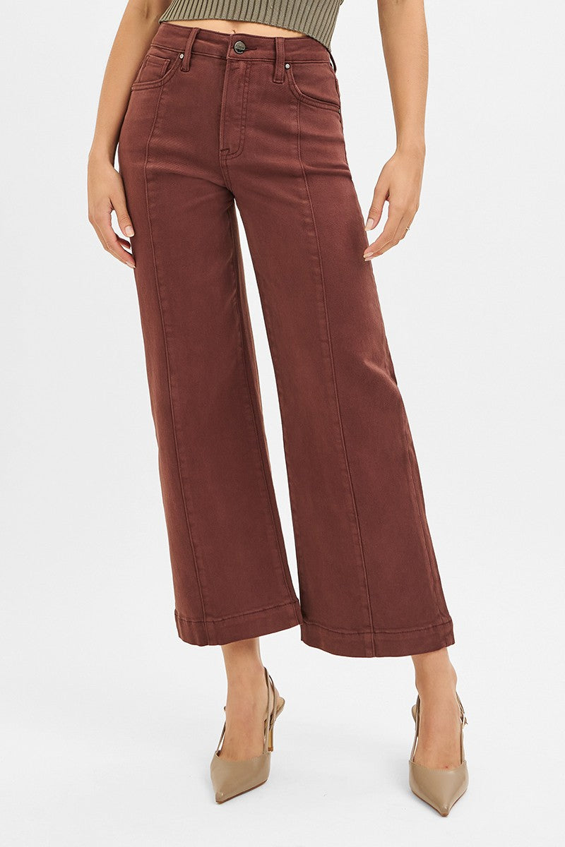 Women’s high-rise tummy control cropped wide-leg pants with a flattering structured silhouette and comfortable stretch.