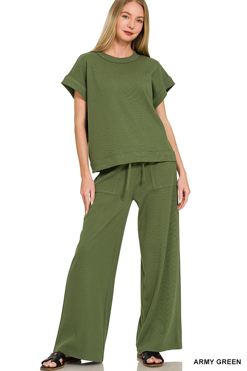 Easy Does It Ribbed Tee & Pants Set
