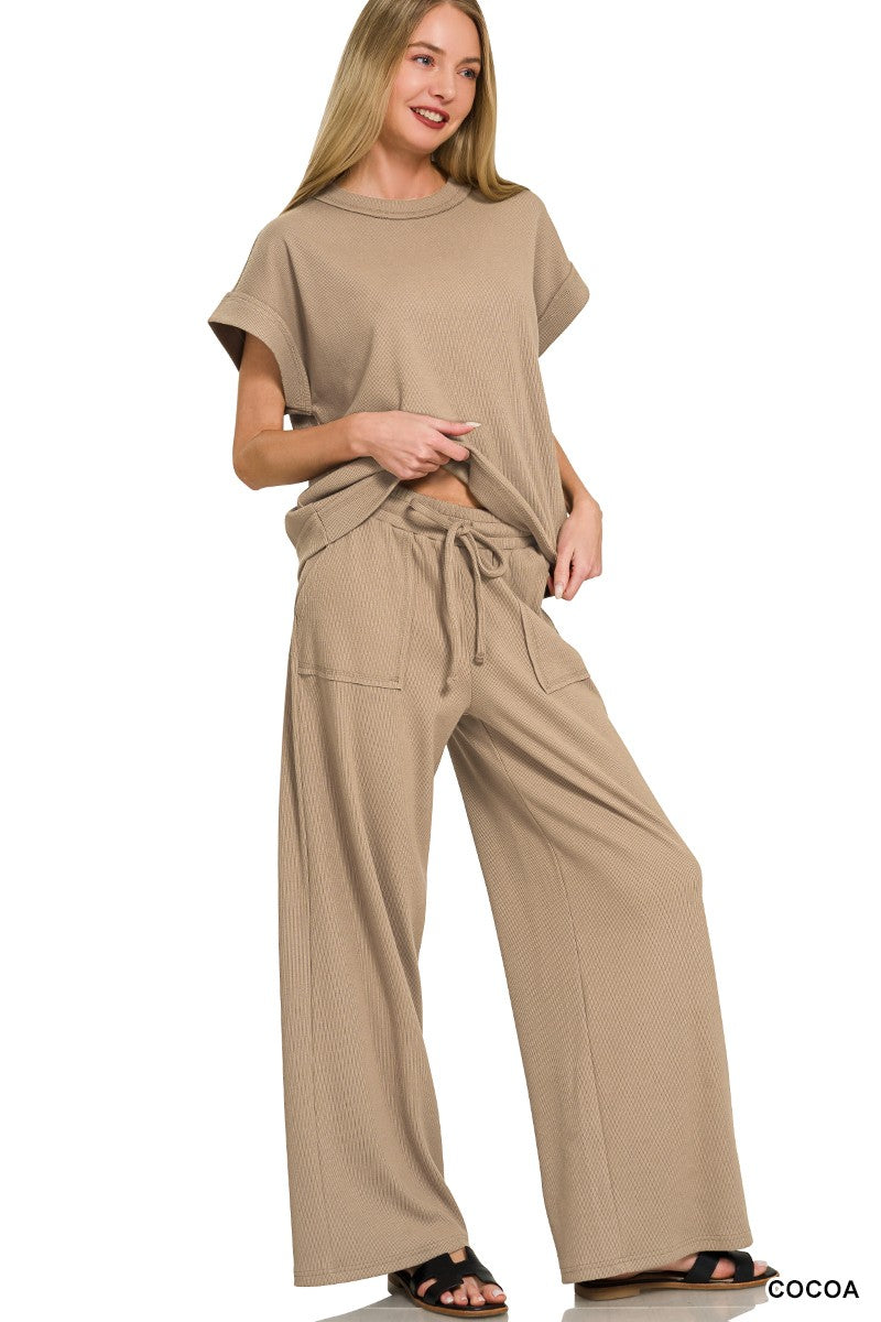Easy Does It Ribbed Tee & Pants Set