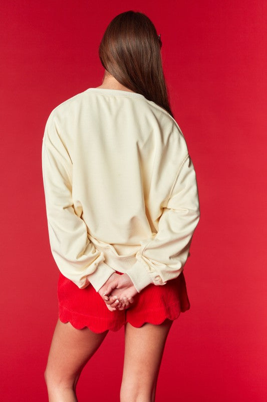 Holly Jolly Embroidered Holiday Sweatshirt