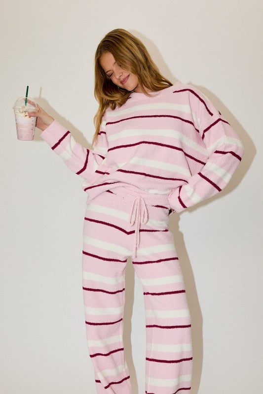 Striped Sweater Top & Wide Leg Sweater Pants