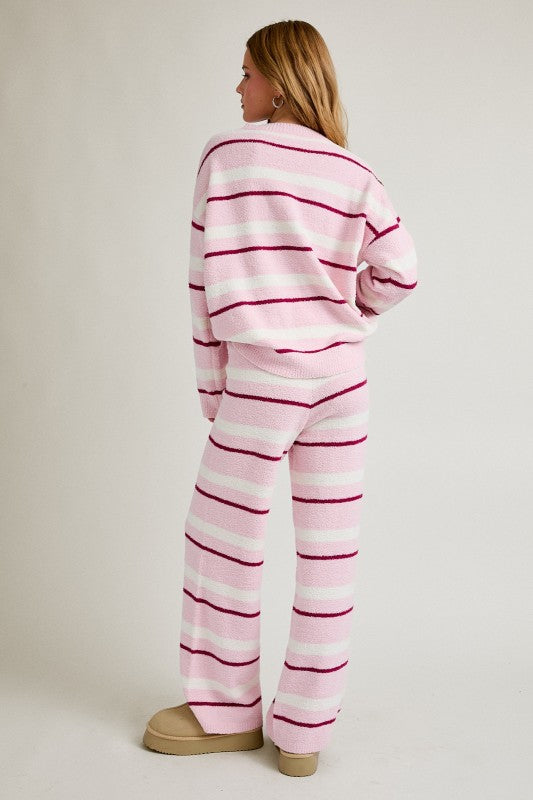 Striped Sweater Top & Wide Leg Sweater Pants