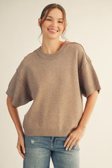 Raw Edge Accent Comfy Sweater Top By Jodifil