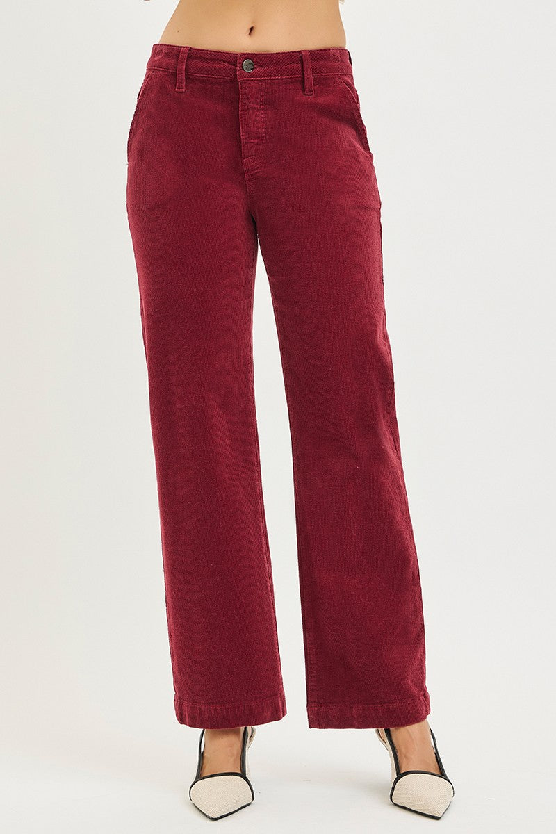 Mid Rise Ankle Straight Corduroy By Risen
