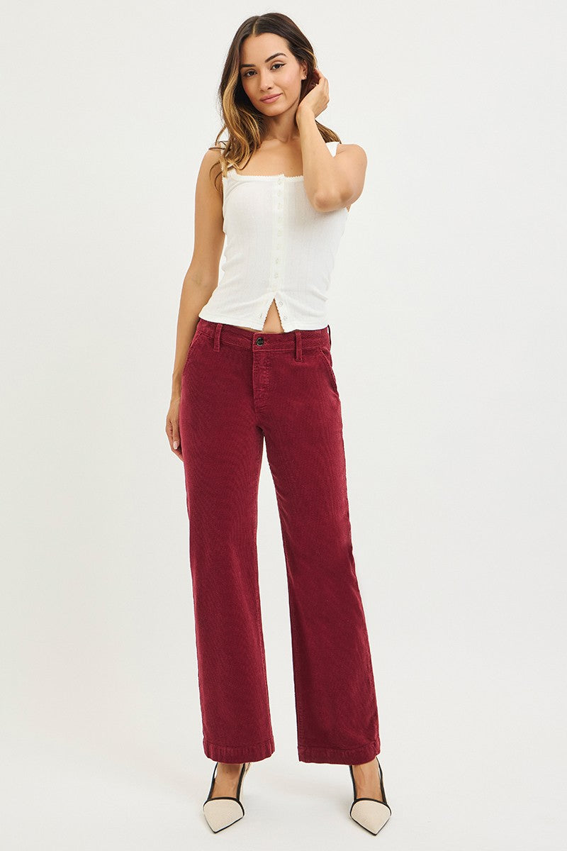 Mid Rise Ankle Straight Corduroy By Risen