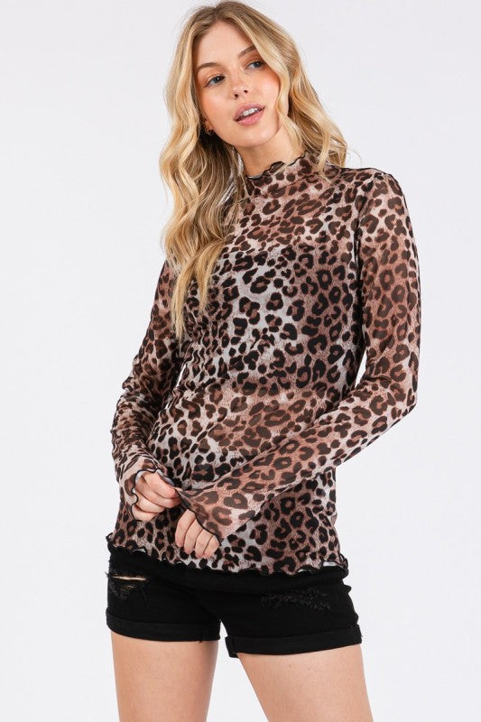 Wild Side Mesh Leopard Top