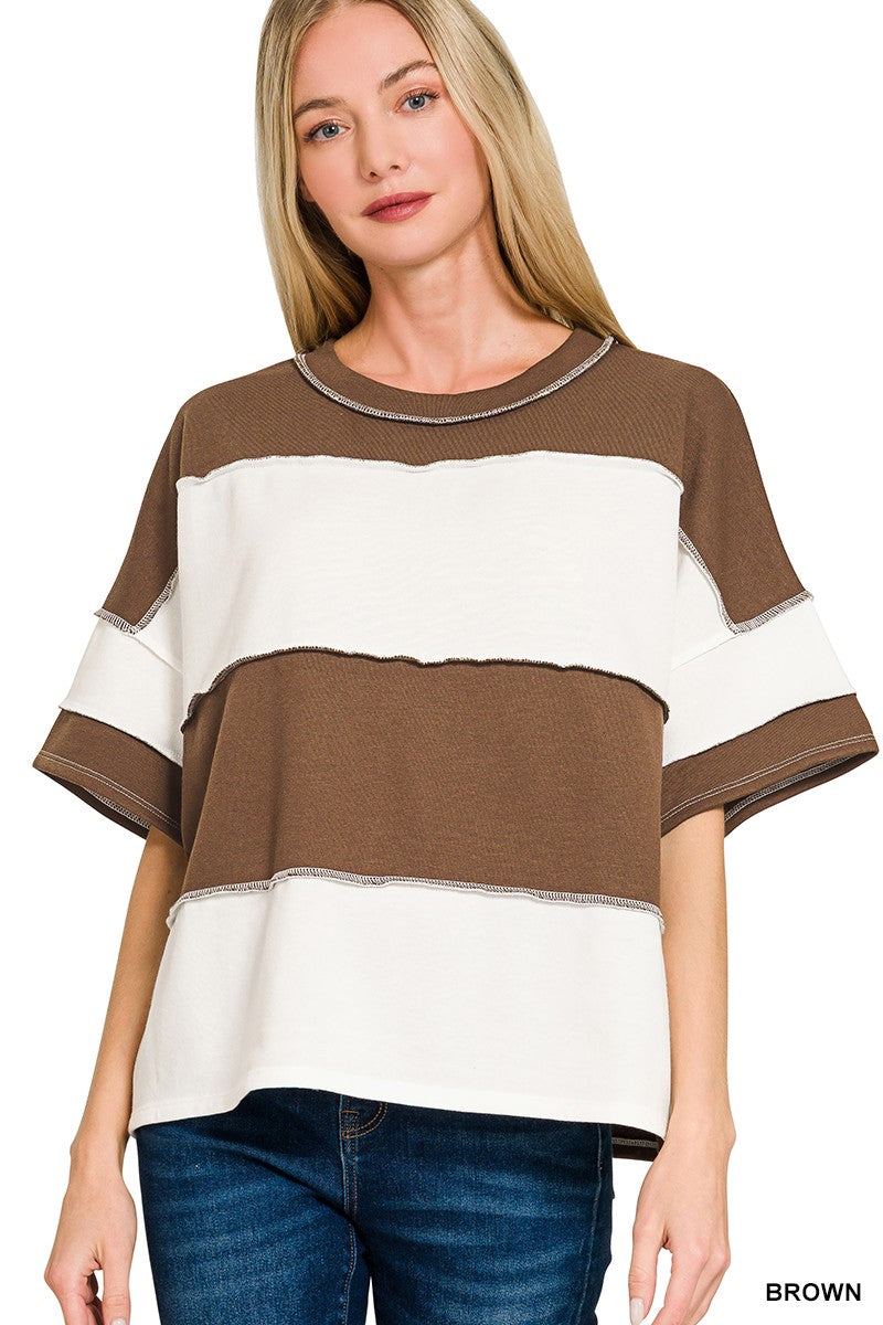 Curvy Cozy Seasons Colorblock Tee