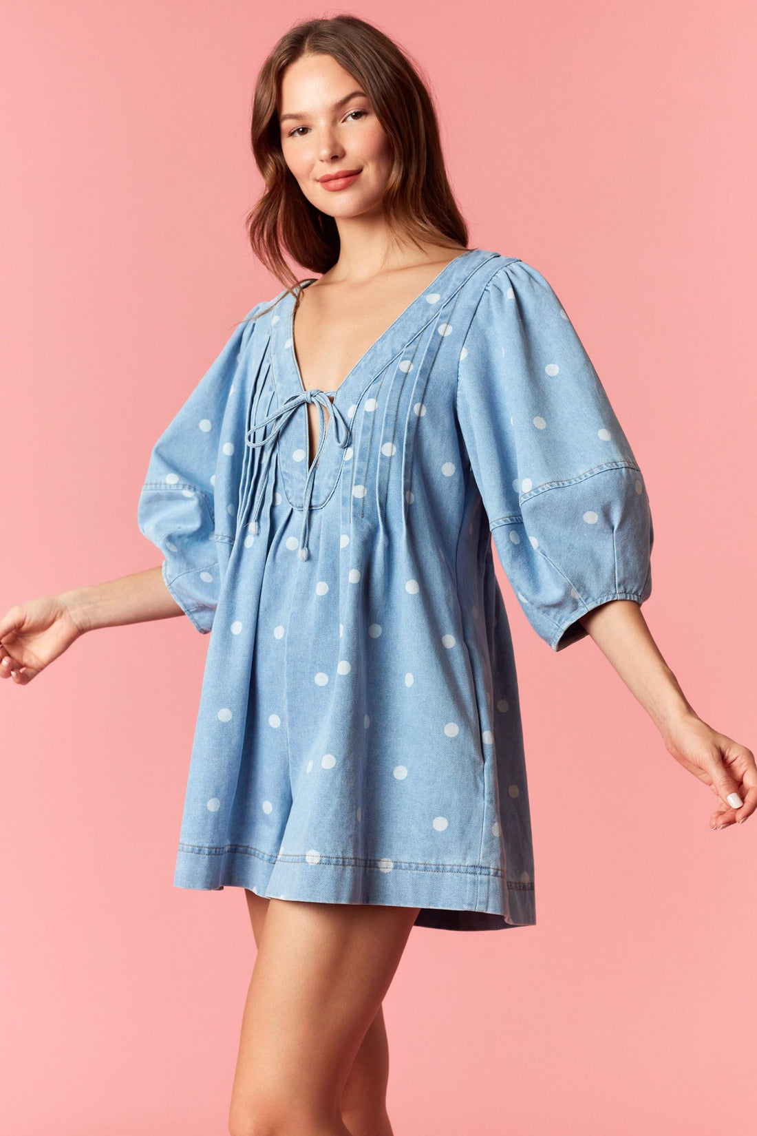 Blue Skies Polka Romper By Peach Love California