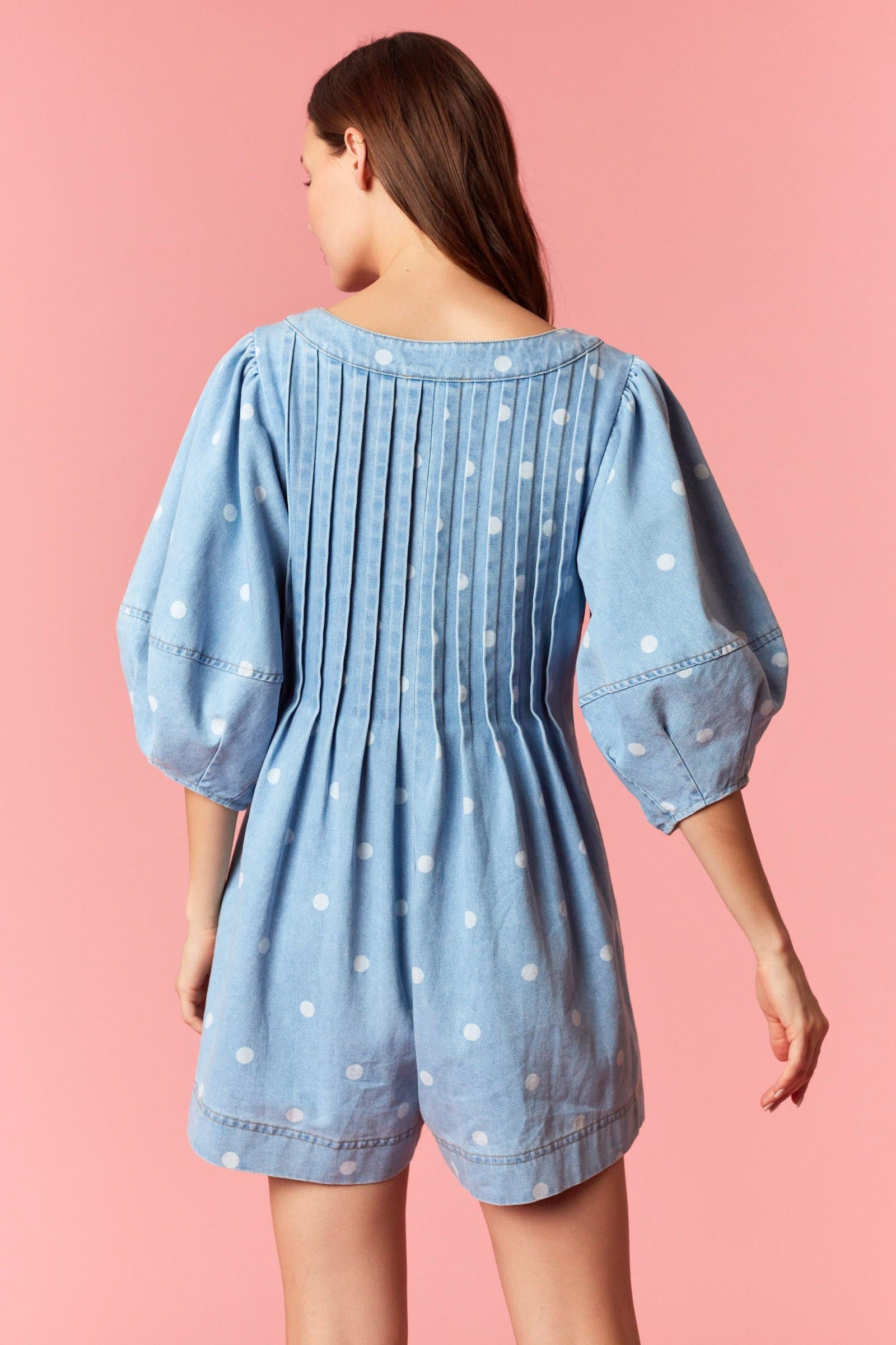 Blue Skies Polka Romper By Peach Love California