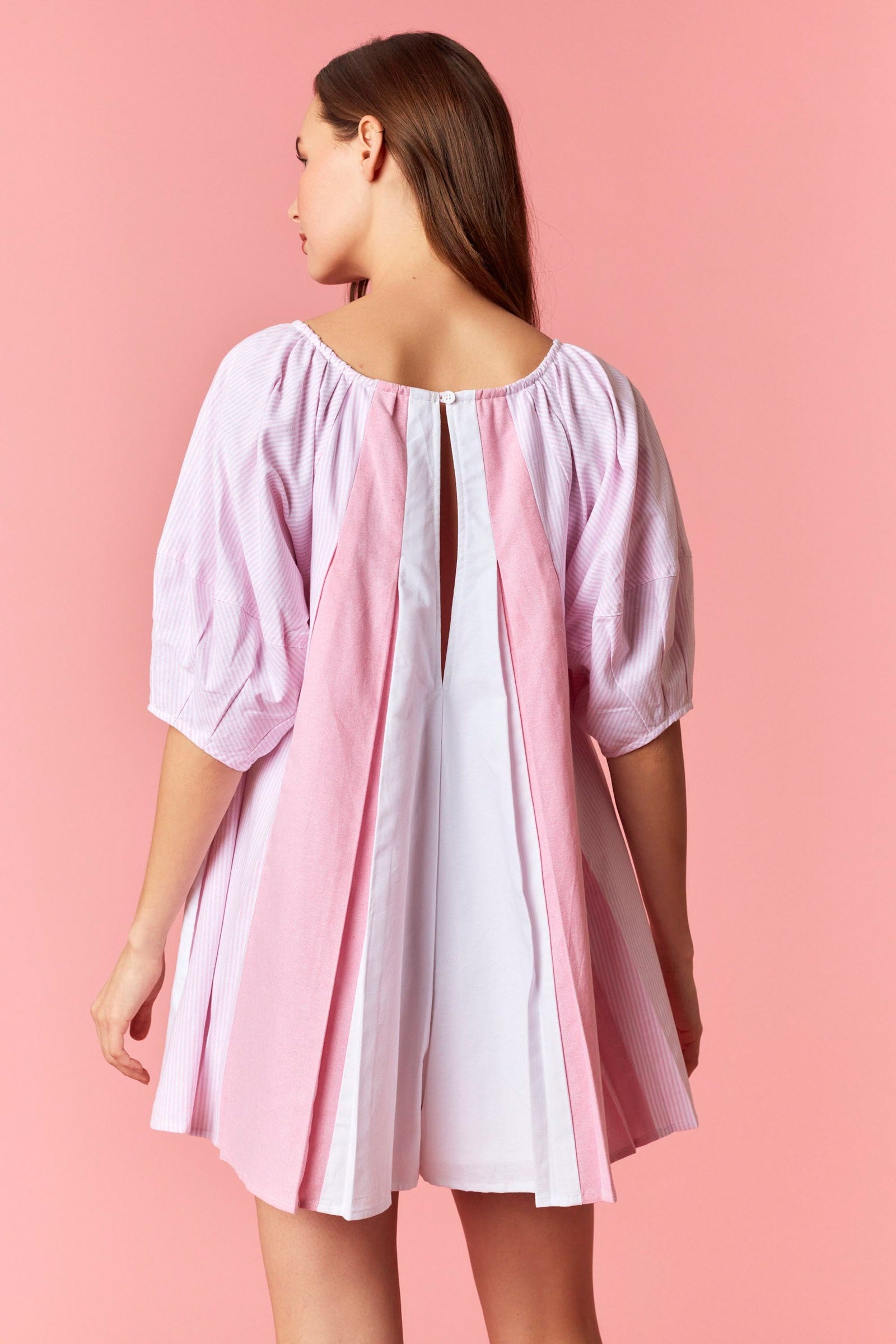 Pink Lemonade Oxford Romper By Peach Love