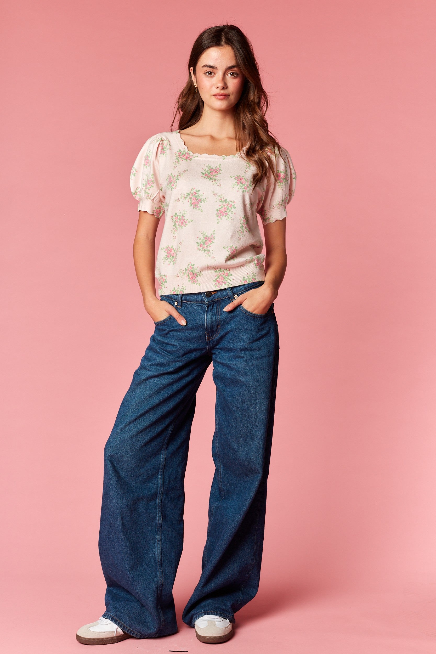 Vintage Bloom Puff Sleeve Knit Top By Rareraw