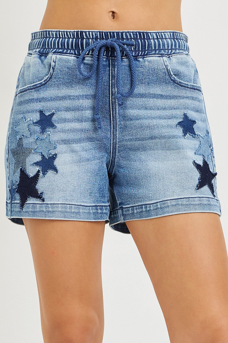 Star Spangled Slouchy Denim Shorts By Risen