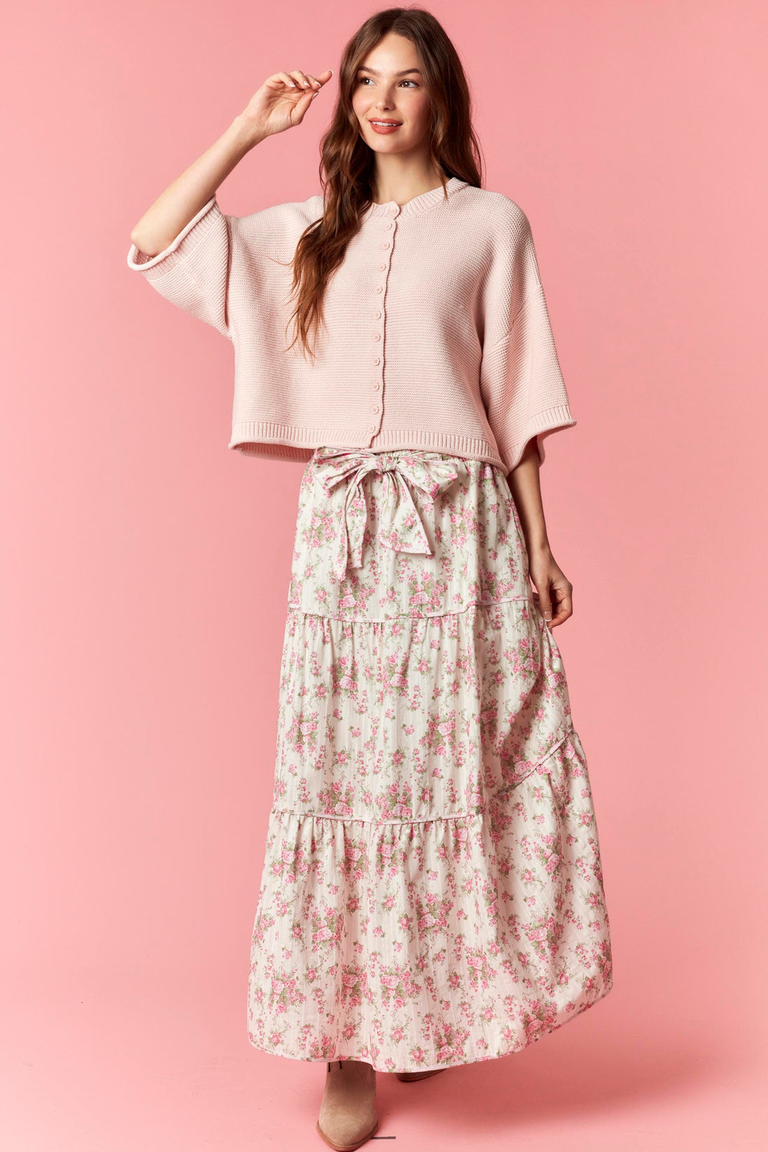 Blushing Bloom Knit Cardigan By Peach Love California