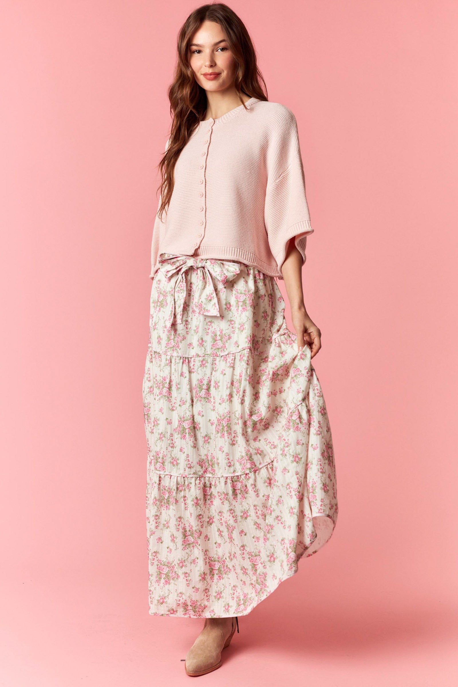 Blushing Bloom Knit Cardigan By Peach Love California