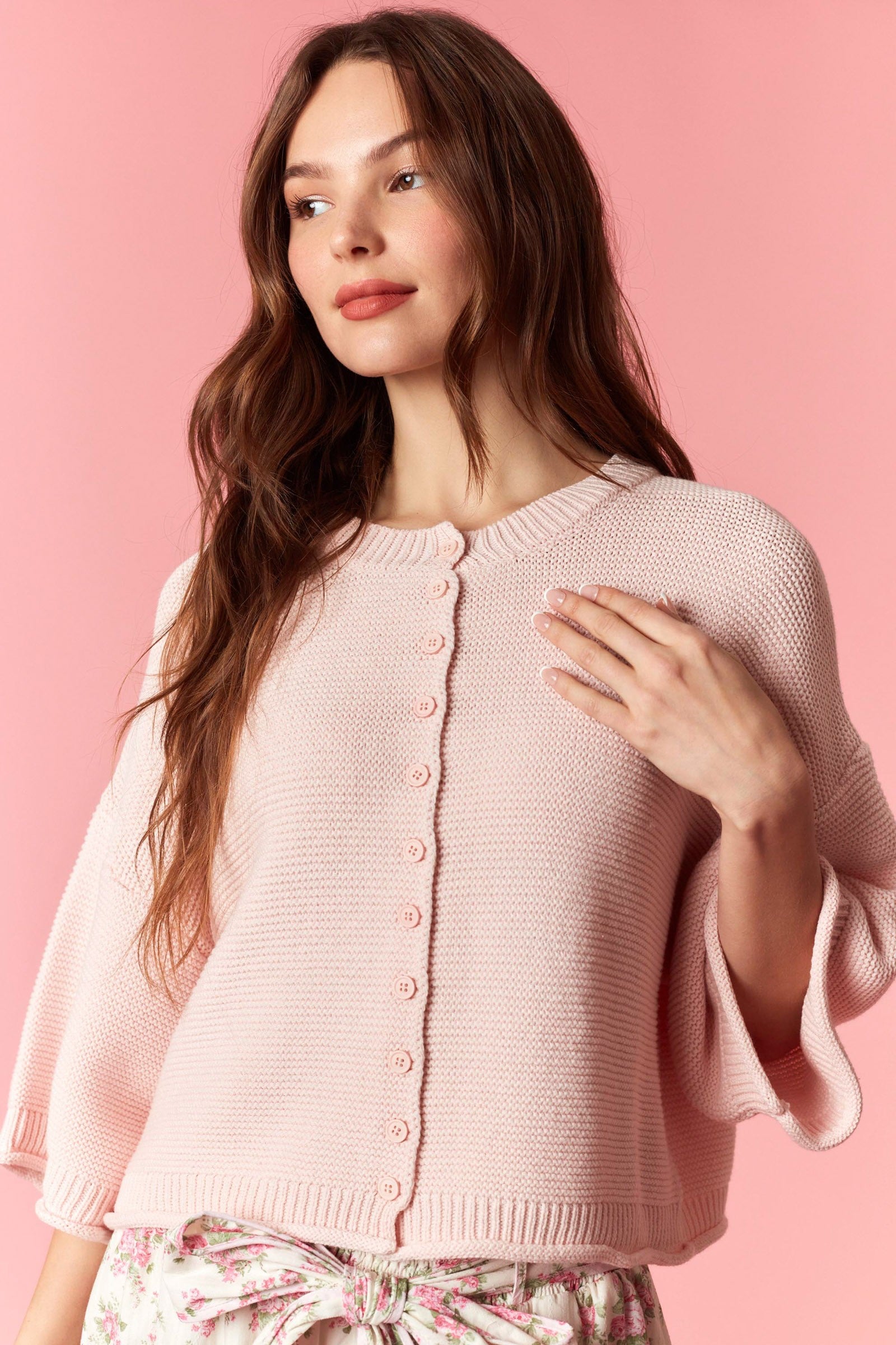 Blushing Bloom Knit Cardigan By Peach Love California