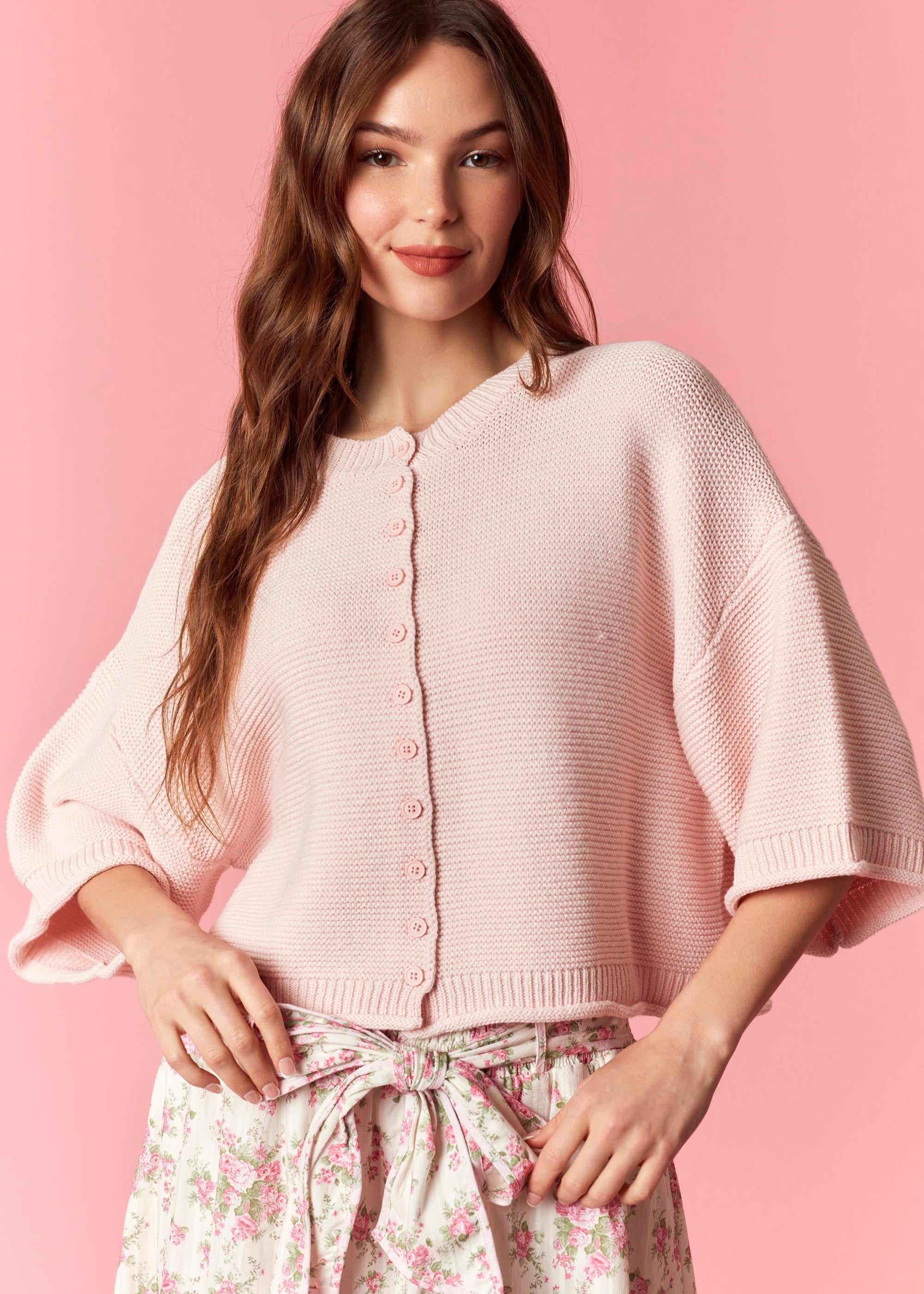 Blushing Bloom Knit Cardigan By Peach Love California