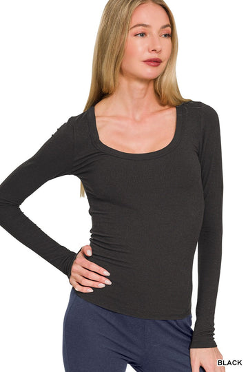 Simply Chic Ribbed Boat Neck Top